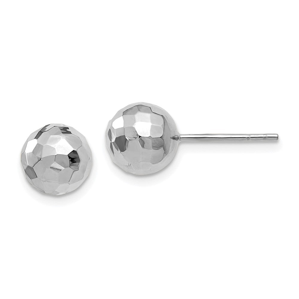 14K White Gold Polished Faceted Stud Earrings