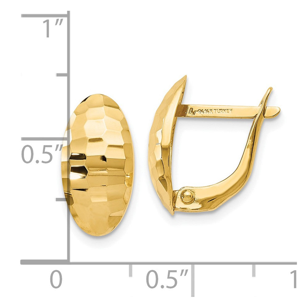 14k Yellow Gold Polished and Hammered Hinged Stud Earrings