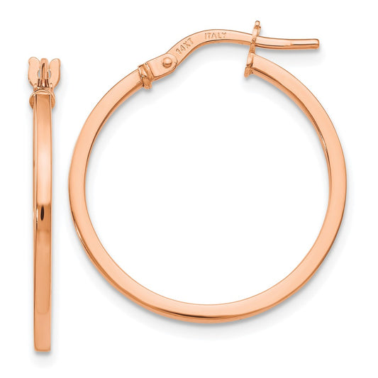14K Rose Gold Polished Hoop Earrings