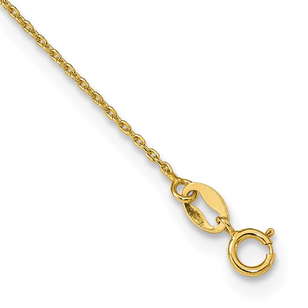 14k Yellow Gold Polished Sideways Cross Beaded Rosary Style Necklace 16.5"