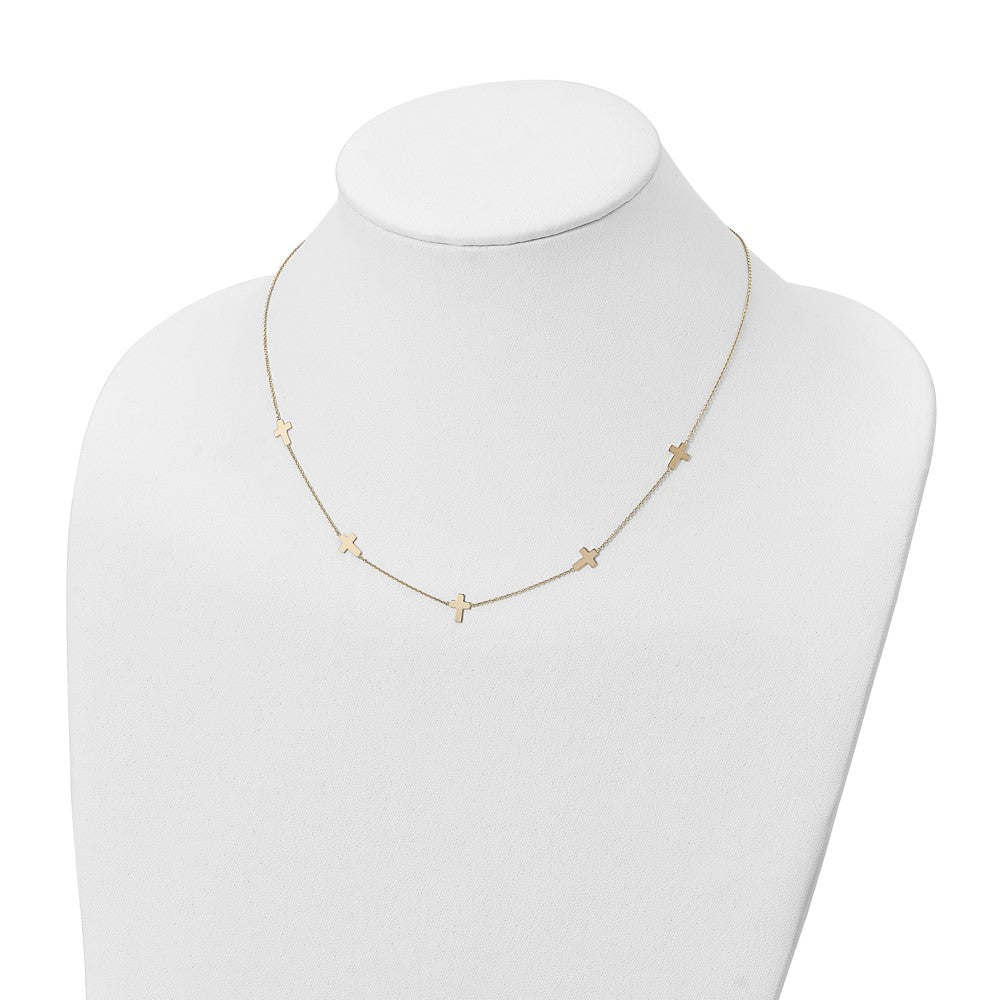 14k Yellow Gold Polished Cross Necklace 18"