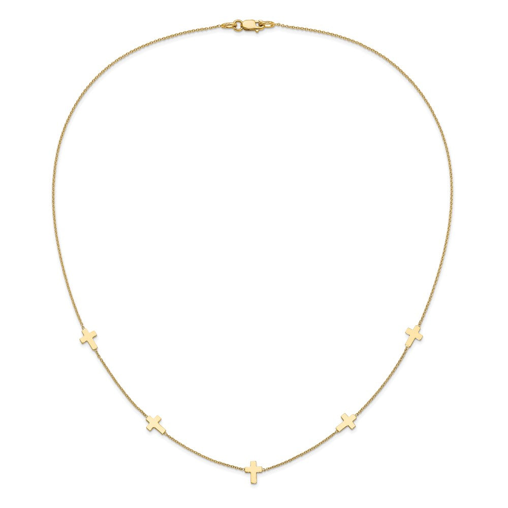 14k Yellow Gold Polished Cross Necklace 18"