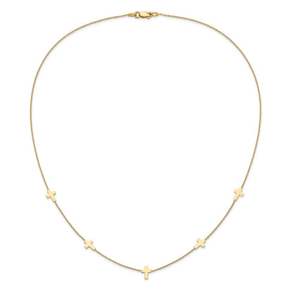 14k Yellow Gold Polished Cross Necklace 18"