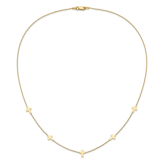 14k Yellow Gold Polished Cross Necklace 18"