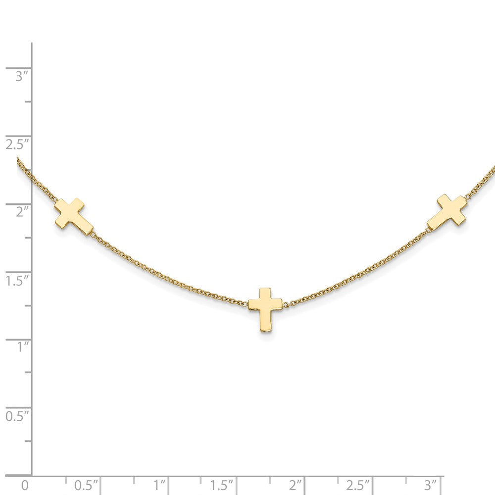 14k Yellow Gold Polished Cross Necklace 18"