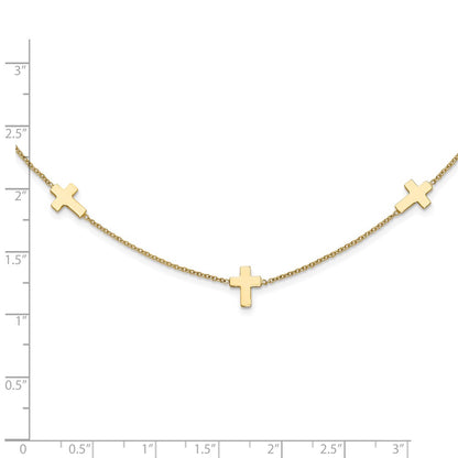 14k Yellow Gold Polished Cross Necklace 18"