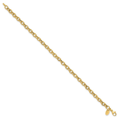 14k Yellow Gold Polished and Textured Link Bracelet