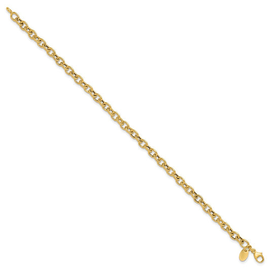14k Yellow Gold Polished and Textured Link Bracelet