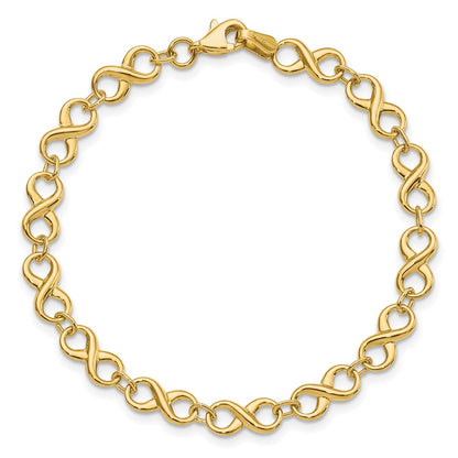 14k Yellow Gold Polished Infinity Bracelet