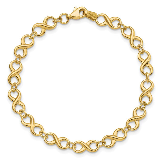 14k Yellow Gold Polished Infinity Bracelet