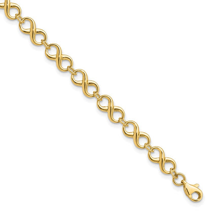 14k Yellow Gold Polished Infinity Bracelet