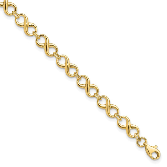 14k Yellow Gold Polished Infinity Bracelet