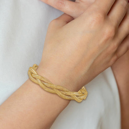 14k Yellow Gold Fancy Stretch Bangle Bracelet