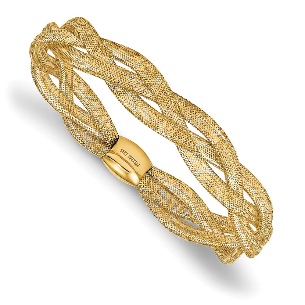14k Yellow Gold Fancy Stretch Bangle Bracelet