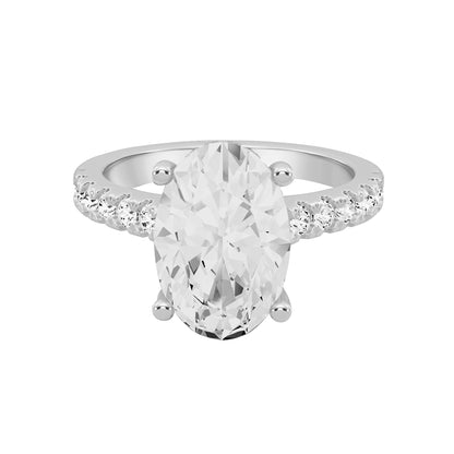 0.75 Carat To 5 Carat Oval Shape Lab Grown Diamond 14k White Gold Cathedral Hidden Halo Solitaire Engagement Ring (D-F Color and VS Clarity)