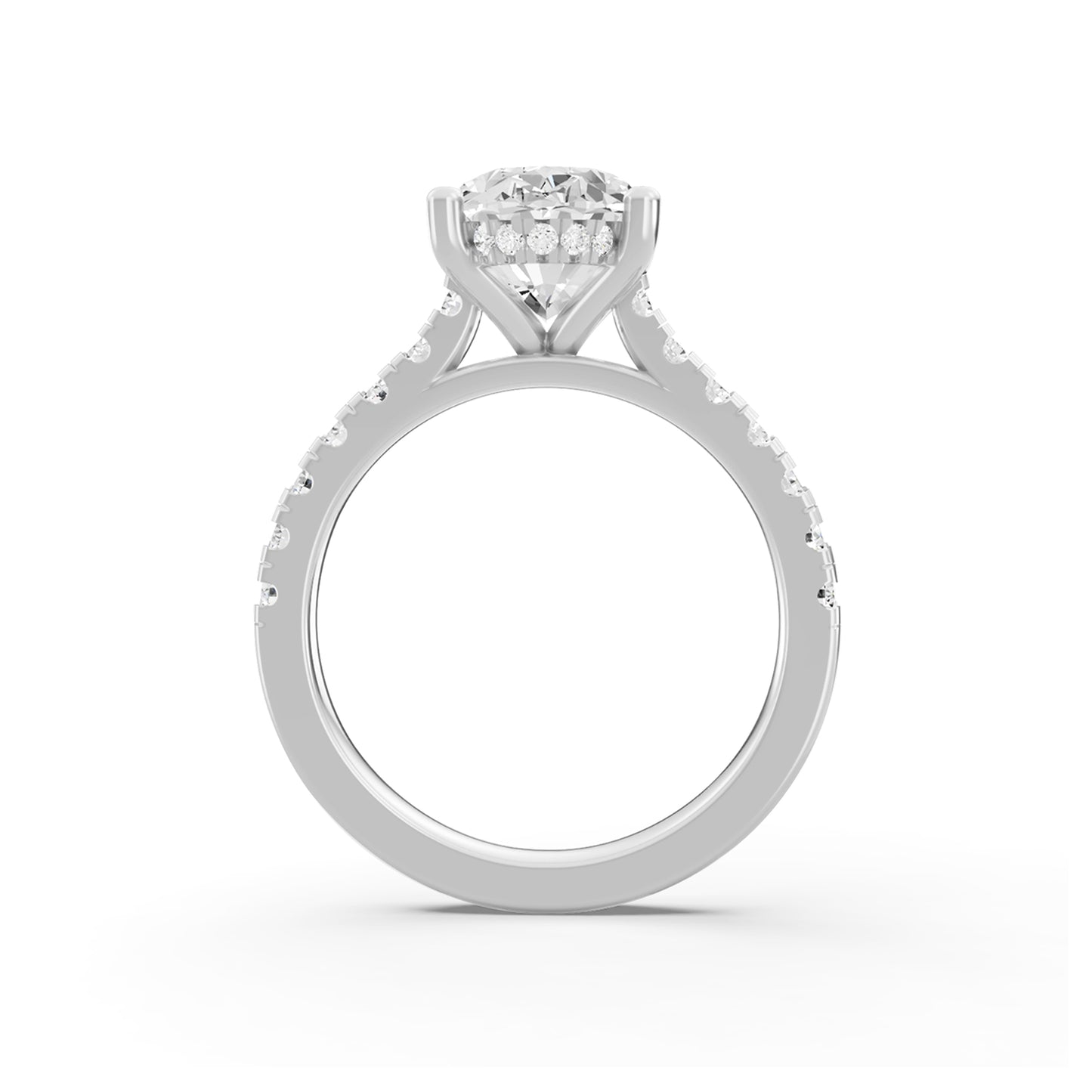0.75 Carat To 5 Carat Oval Shape Lab Grown Diamond 14k White Gold Cathedral Hidden Halo Solitaire Engagement Ring (D-F Color and VS Clarity)