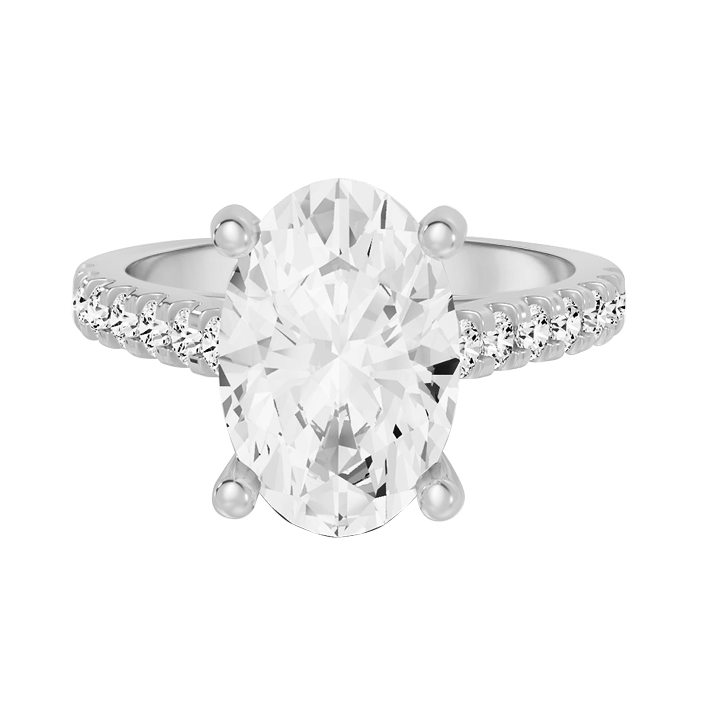 0.75 Carat To 5 Carat Oval Shape Lab Grown Diamond 14k White Gold Cathedral Solitaire Engagement Ring (D-F Color and VS Clarity)