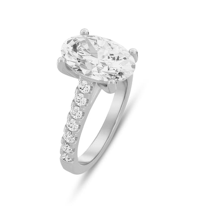 0.75 Carat To 5 Carat Oval Shape Lab Grown Diamond 14k White Gold Cathedral Solitaire Engagement Ring (D-F Color and VS Clarity)