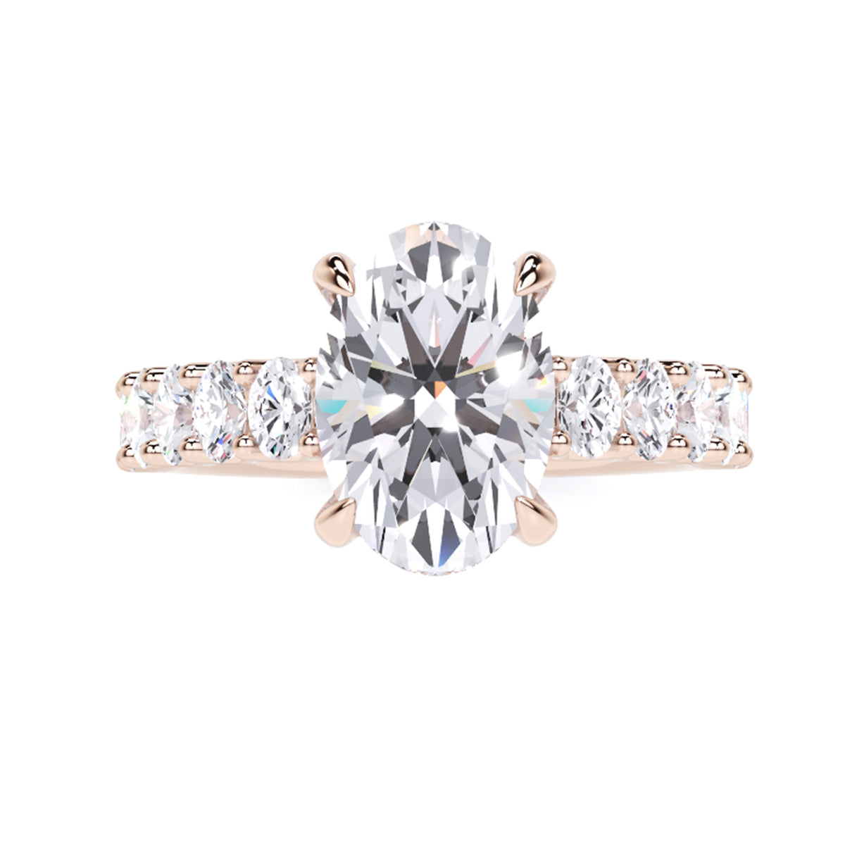 4.25 Ct Oval Cut Lab Grown Diamond Engagement Ring 14K Gold Clarity VS1 Color  E-F