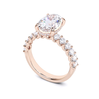 4.25 Ct Oval Cut Lab Grown Diamond Engagement Ring 14K Gold Clarity VS1 Color  E-F