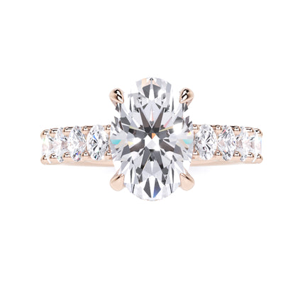 3.65 Ct Oval Cut Lab Grown Diamond Engagement Ring 14K Gold Clarity VS1 Color  E-F