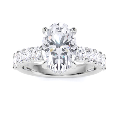 4.25 Ct Oval Cut Lab Grown Diamond Engagement Ring 14K Gold Clarity VS1 Color  E-F