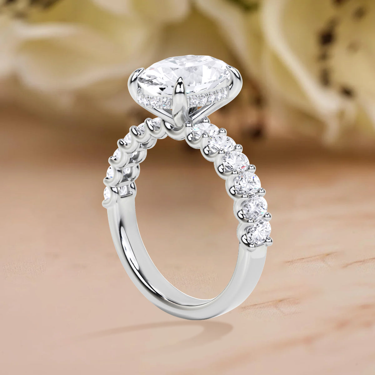 3.65 Ct Oval Cut Lab Grown Diamond Engagement Ring 14K Gold Clarity VS1 Color  E-F