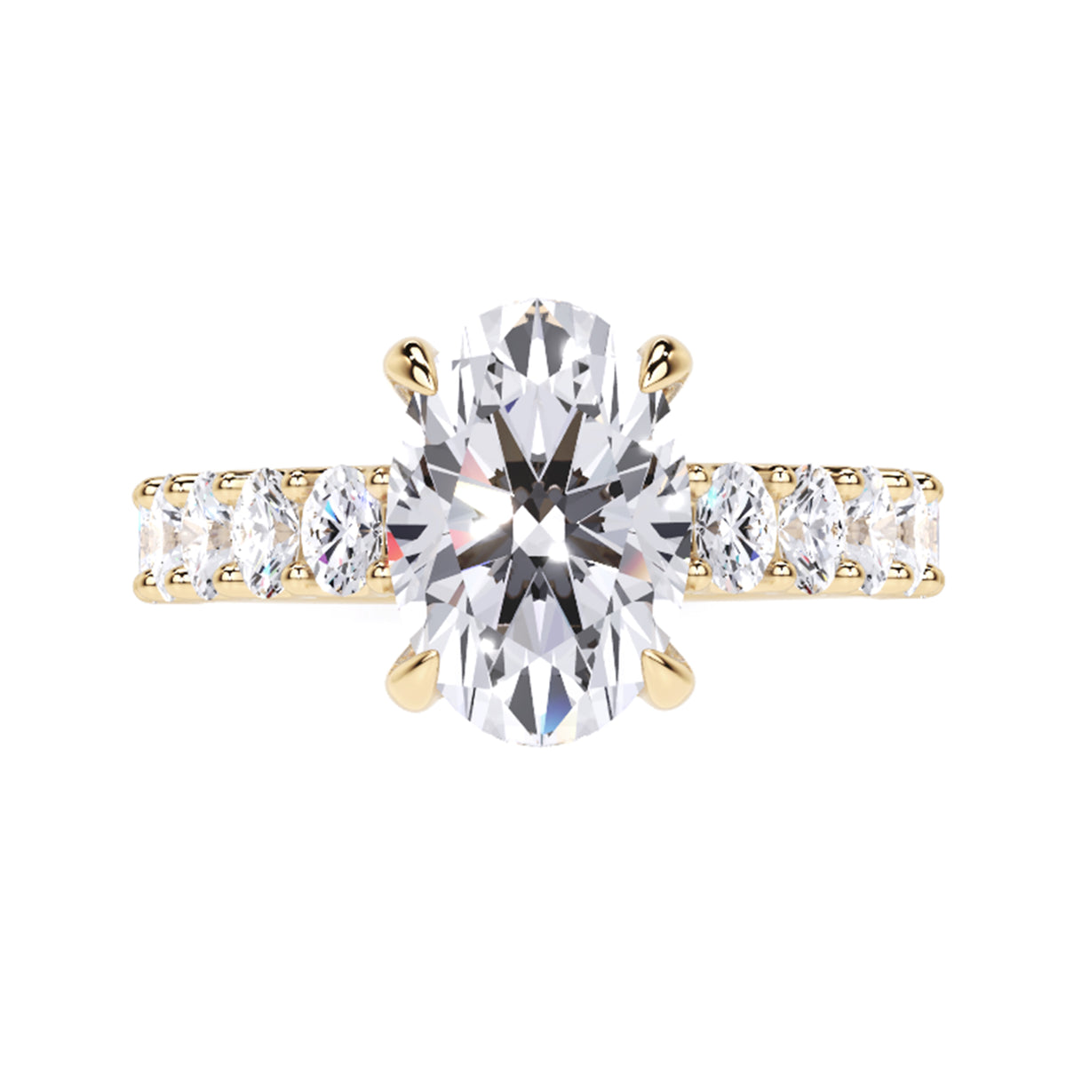 4.25 Ct Oval Cut Lab Grown Diamond Engagement Ring 14K Gold Clarity VS1 Color  E-F