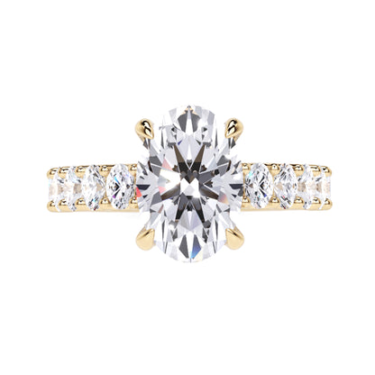 4.25 Ct Oval Cut Lab Grown Diamond Engagement Ring 14K Gold Clarity VS1 Color  E-F