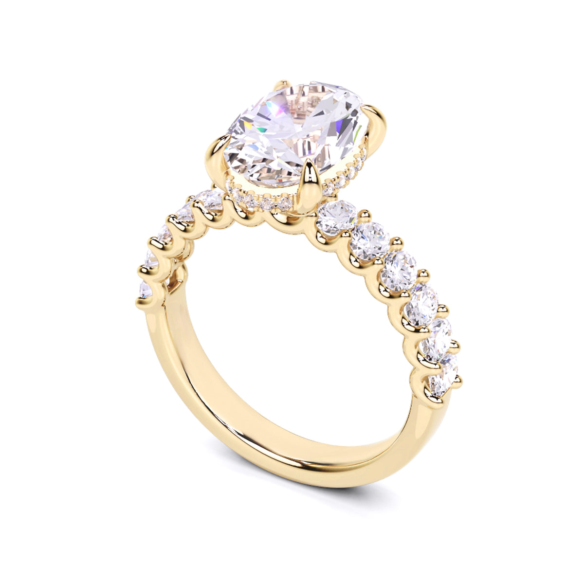 4.25 Ct Oval Cut Lab Grown Diamond Engagement Ring 14K Gold Clarity VS1 Color  E-F