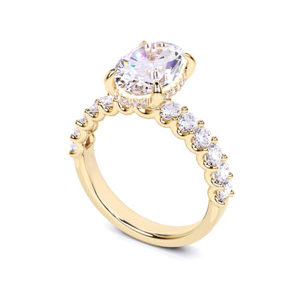 4.25 Ct Oval Cut Lab Grown Diamond Engagement Ring 14K Gold Clarity VS1 Color  E-F