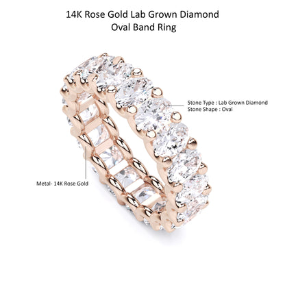 1.20 Ct Oval Cut Lab Grown Diamond Eternity Wedding Band Ring 14K Gold Clarity VS1 Color  E-F