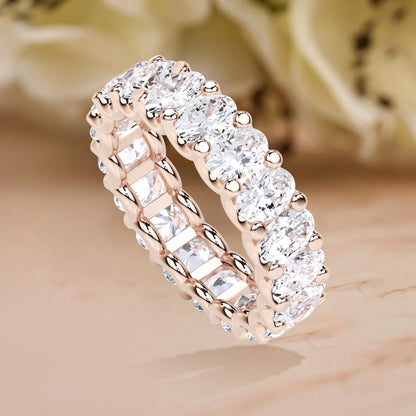 1.20 Ct Oval Cut Lab Grown Diamond Eternity Wedding Band Ring 14K Gold Clarity VS1 Color  E-F