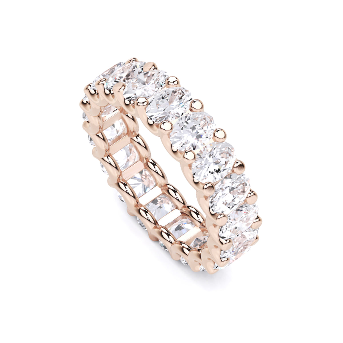 1.20 Ct Oval Cut Lab Grown Diamond Eternity Wedding Band Ring 14K Gold Clarity VS1 Color  E-F