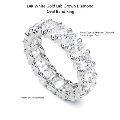 1.20 Ct Oval Cut Lab Grown Diamond Eternity Wedding Band Ring 14K Gold Clarity VS1 Color  E-F