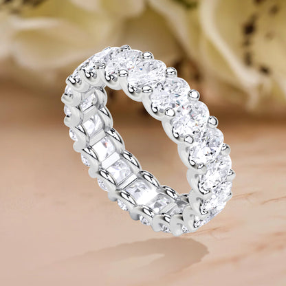 1.20 Ct Oval Cut Lab Grown Diamond Eternity Wedding Band Ring 14K Gold Clarity VS1 Color  E-F