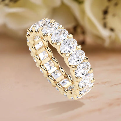 1.20 Ct Oval Cut Lab Grown Diamond Eternity Wedding Band Ring 14K Gold Clarity VS1 Color  E-F