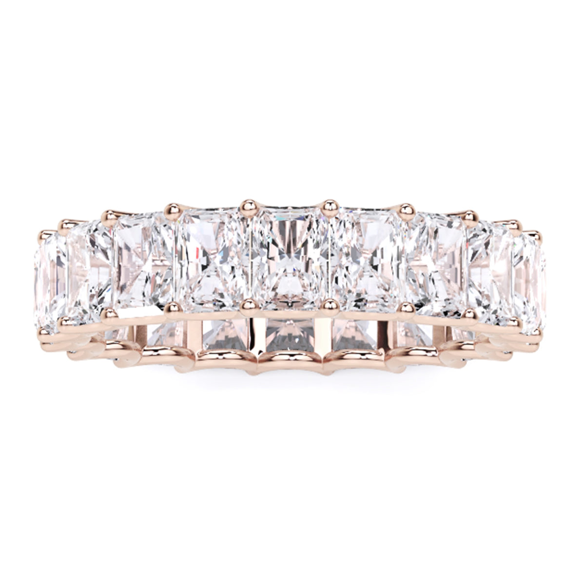 2.56 Ct Radiant Cut Lab Grown Diamond Eternity Wedding Band Ring 14K Gold Clarity VS1 Color  E-F