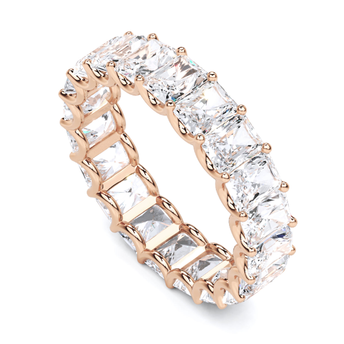 2.56 Ct Radiant Cut Lab Grown Diamond Eternity Wedding Band Ring 14K Gold Clarity VS1 Color  E-F