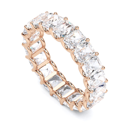 2.56 Ct Radiant Cut Lab Grown Diamond Eternity Wedding Band Ring 14K Gold Clarity VS1 Color  E-F