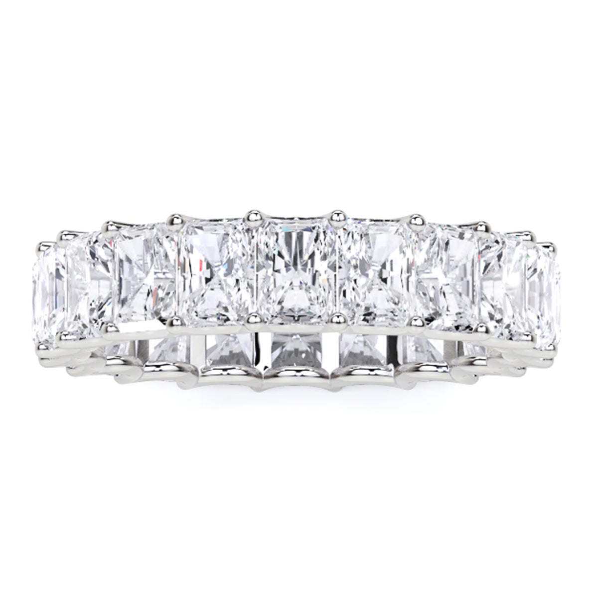 2.56 Ct Radiant Cut Lab Grown Diamond Eternity Wedding Band Ring 14K Gold Clarity VS1 Color  E-F