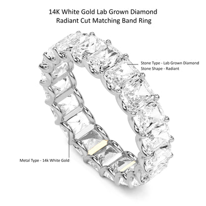 2.56 Ct Radiant Cut Lab Grown Diamond Eternity Wedding Band Ring 14K Gold Clarity VS1 Color  E-F