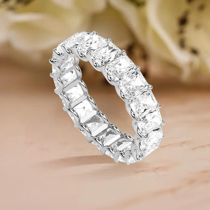 2.56 Ct Radiant Cut Lab Grown Diamond Eternity Wedding Band Ring 14K Gold Clarity VS1 Color  E-F