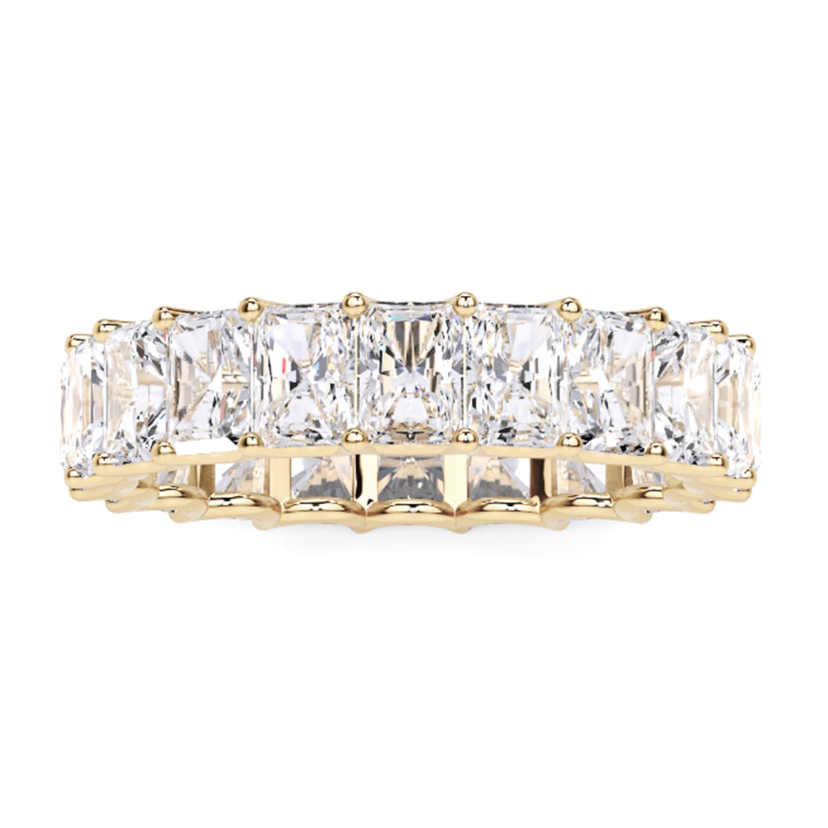 2.56 Ct Radiant Cut Lab Grown Diamond Eternity Wedding Band Ring 14K Gold Clarity VS1 Color  E-F