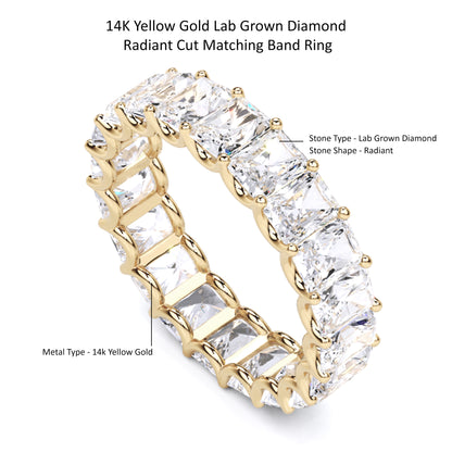2.56 Ct Radiant Cut Lab Grown Diamond Eternity Wedding Band Ring 14K Gold Clarity VS1 Color  E-F