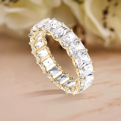 2.56 Ct Radiant Cut Lab Grown Diamond Eternity Wedding Band Ring 14K Gold Clarity VS1 Color  E-F