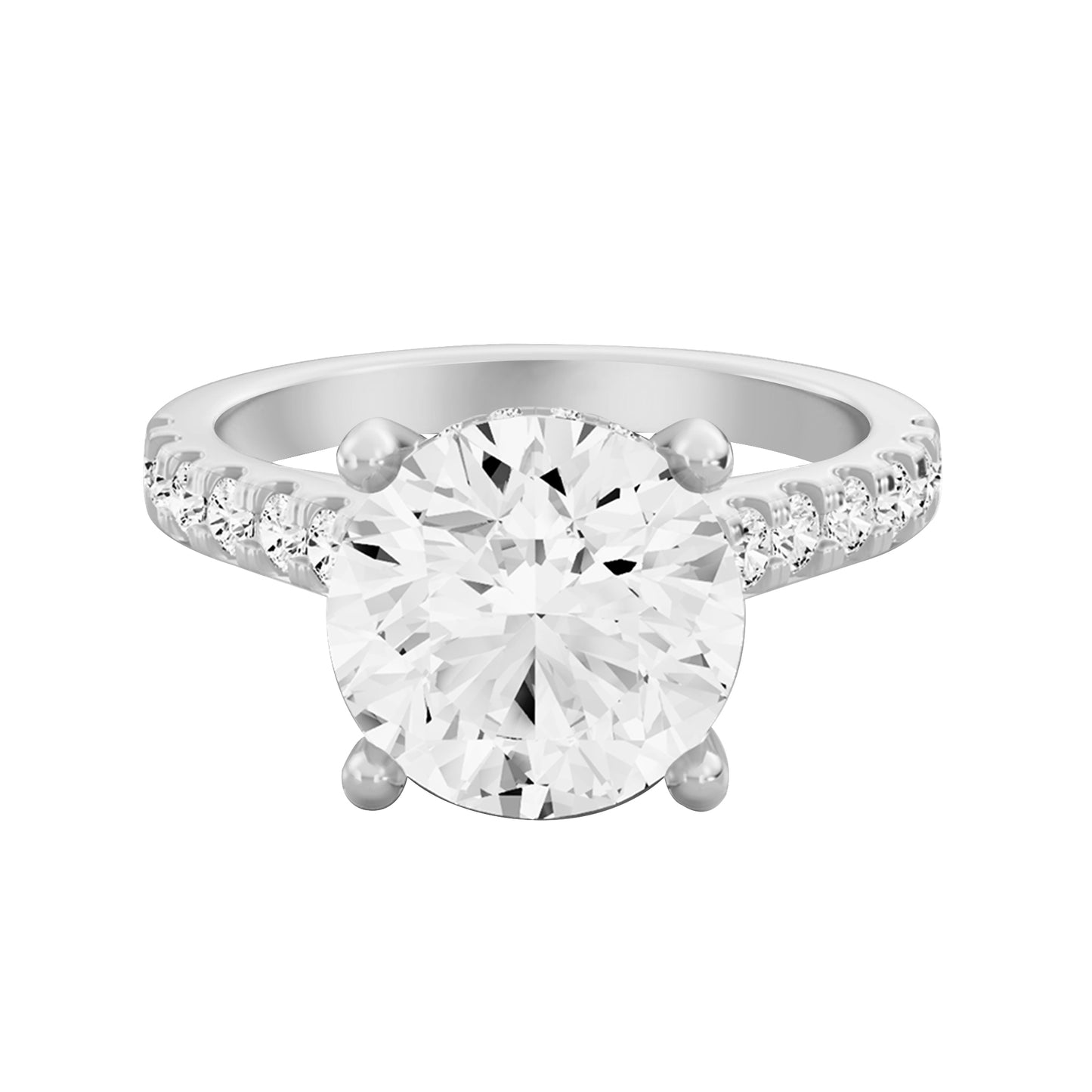 0.75 Carat To 5 Carat Round Shape Lab Grown Diamond 14k White Gold Cathedral Hidden Halo Solitaire Engagement Ring (D-F Color and VS Clarity)
