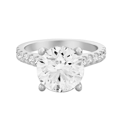 0.75 Carat To 5 Carat Round Shape Lab Grown Diamond 14k White Gold Cathedral Hidden Halo Solitaire Engagement Ring (D-F Color and VS Clarity)