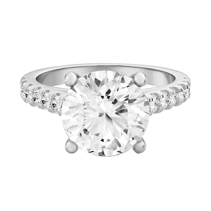 0.75 Carat To 5 Carat Round Shape Lab Grown Diamond 14k White Gold Cathedral Solitaire Engagement Ring (D-F Color and VS Clarity)