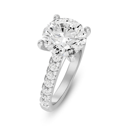 0.75 Carat To 5 Carat Round Shape Lab Grown Diamond 14k White Gold Cathedral Solitaire Engagement Ring (D-F Color and VS Clarity)